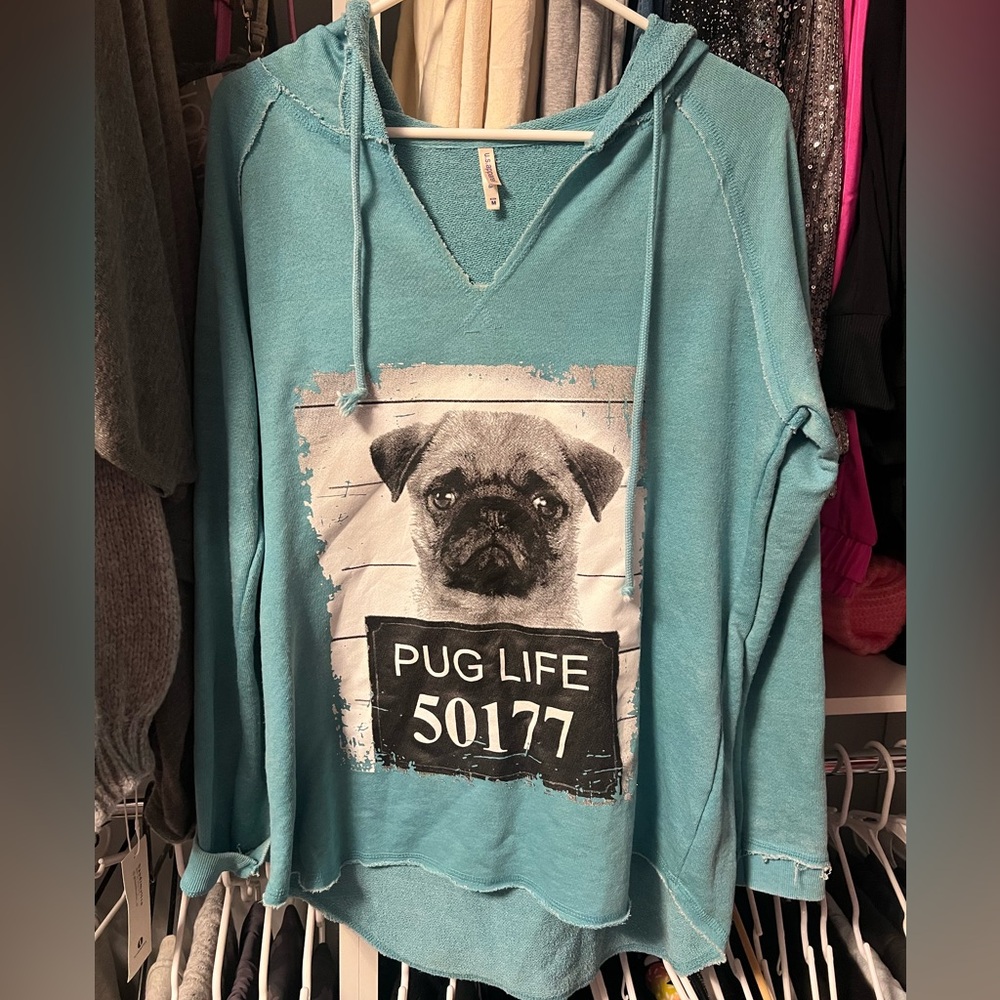 Pug Life Dog Hoodie - Blue